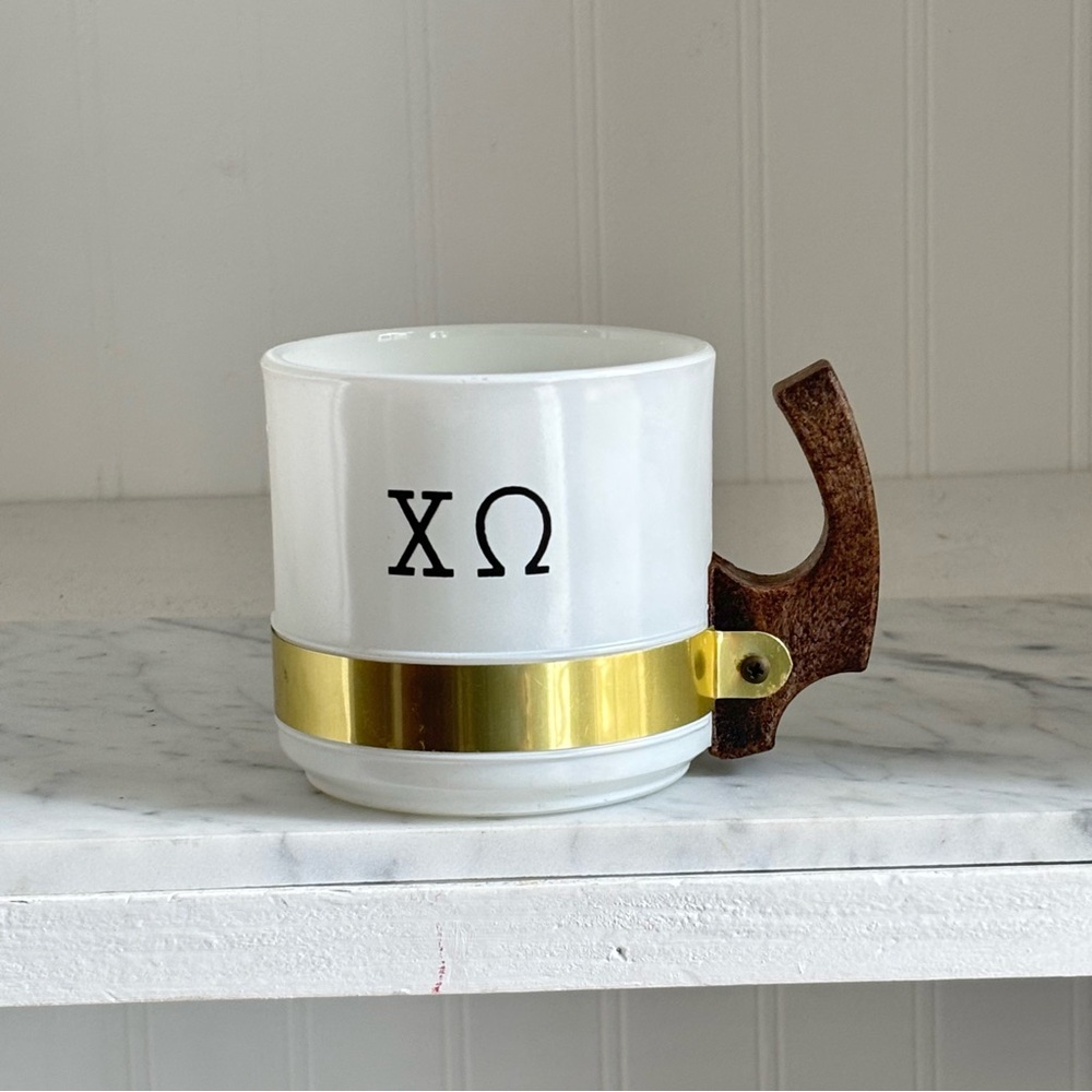 Vintage MCM Chi Omega (ΧΩ) sorority mug Siesta Ware